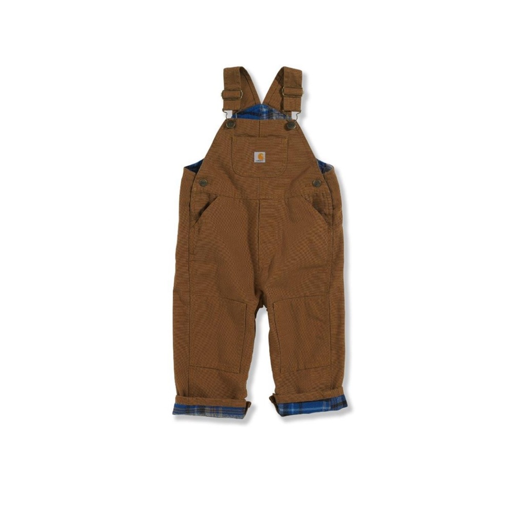 Carhartt Brown Canvas flannel-lined Overalls with Adjustable Straps